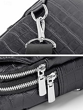 זול תיקים לגברים-תיק עור לגברים, עמיד למים ועמיד, קיבולת גדולה, דוגמת תנין אופנתית לשימוש חיצוני ויומיומי