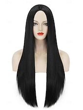 preiswerte Filmcharakter Perücken-Cosplay Perücken Schwarz Glatt Synthetische Haare Lang Perücken Damen Perücken Für die Party