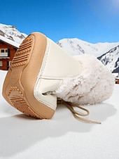 baratos Botas de neve e inverno-Botas de neve femininas, quentes e antiderrapantes, com acabamento em pele sintética - estilo aconchegante para atividades ao ar livre no inverno.