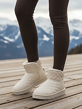 halpa Lumi- ja talvisaappaat-Naisten tikatut vedenpitävät talvikengät turkisvuorilla, lämpimät ja liukumattomat, ihanteelliset lumisille keleille ja ulkoiluun