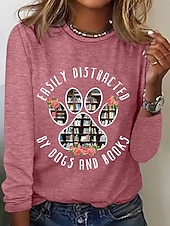 economico Maglietta Arte &amp; Design-Per donna Maglietta Stampato Floreale Grafico Lettera Vintage Moda Elegante Manica Corta Manica Lunga Girocollo Top Regolari Quotidiano Weekend Nero Bianco Rosa Verde Cachi Estate Primavera Autunno