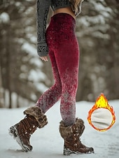 cheap Viking print-Women&#039;s Fleece Lined Leggings Leggings Vintage Ethnic Style Ethnic Full Length High Waist Graphic Geometric Pattern Abstract 3D Print Windproof Comfy Breathability Stretchy Outdoor Home Street Blue