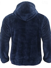 baratos Jaquetas Casuais-Homens Casaco de inverno Casaco de pelúcia Jaqueta casual Ao ar livre Casual Térmico / Quente Bolsos Zip Completo Outono Inverno Tecido Roupa de rua Diário Com Capuz Padrão Preto Azul Marinha cáqui