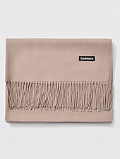 ieftine Accesorii de Crăciun-Eșarfă de Crăciun pentru femei, cu aspect de cașmir, șal de iarnă moale din imitație de cașmir cu ciucuri, eșarfă caldă de culoare uni pentru sărbători, exterior și purtare zilnică