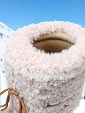 baratos Botas de neve e inverno-Botas de neve femininas, quentes e antiderrapantes, com acabamento em pele sintética - estilo aconchegante para atividades ao ar livre no inverno.