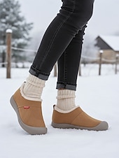 preiswerte Damen-Sneaker-Kamelfarbene, warme, gesteppte Damen-Winterschuhe zum Hineinschlüpfen in weiter Passform – rutschfeste Outdoor-Schuhe für Schneetage, Reisen, Pendeln und den Alltag