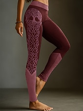 levne Viking tisk-Legíny Viking Boho pro ženy vintage etnický styl plná délka vysoký pas grafika abstraktní 3D tisk rychlé schnutí prodyšné měkké elastické formální dovolená růžové léto jaro podzim zima regular fit