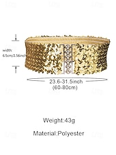 Χαμηλού Κόστους Γυναικεία ζώνη-Γυναικεία χριστουγεννιάτικη ζώνη με γκλίτερ και ελαστικές πούλιες, ελαστική και άνετη, διαθέσιμη σε πολλά χρώματα – τέλειο αξεσουάρ για τις γιορτές