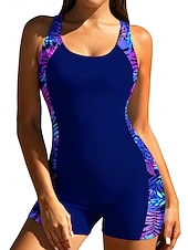 tanie Rash guardy One Piece-Damskie Średnie Docieplacze Jednoczęściowy strój do surfingu Strój kąpielowy Tropikalny Drukowane Blokowanie kolorów Zapiąć na zamek błyskawiczny z wbudowanym biustonoszem Wyjmowane wkładki Ochrona