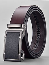 abordables Ceintures pour hommes-Ceinture en cuir pour homme, idéale pour Noël : cuir véritable de qualité supérieure, boucle carrée élégante, ajustable, accessoire de mode festif pour les occasions décontractées ou habillées.