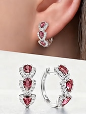 economico Anelli da donna-orecchini da donna in lega di zirconi - elegante design a forma di lacrima con pietre multicolori, perfetti come regali di Natale e San Valentino