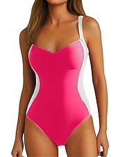 Недорогие Монокини-Купальник для женщин цельный с эффектом похудения цветной монокини плавки контролем живота высокой талией стройный без спинки элегантный для отдыха цветной блок V-образный вырез без рукавов