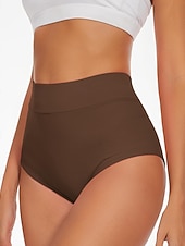 preiswerte Bikini-Höschen-Damen dehnbare Boxershorts Badeanzug Dehnbare Boxershorts Shorts Hohe Taille Urlaub Strandbekleidung Einfarbiger ärmelloser Badeanzug