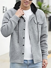 abordables Vestes Décontractées-Homme Veste Légère Veste Décontractée Veste à Capuche Extérieur Occasionnel Avec Poches Automne Hiver Bloc de Couleur Streetwear Quotidien À capuche Régulier Noir Blanche bleu marine Kaki Grise Veste