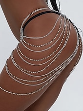 זול חגורה לנשים-חגורת שרשרת רב שכבתית מוזהבת לנשים - אביזר שרשרת מותניים נוטף סקסי למסיבות ראש השנה, תלבושות למועדוני לילה &amp;נשפי מסכות