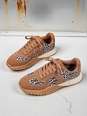 preiswerte Damen-Sneaker-Laufschuhe für Damen mit Leopardenmuster – leichte Sportschuhe zum Spazierengehen, Reisen und für den Alltag.