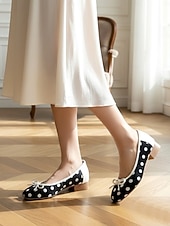 Χαμηλού Κόστους Ημέρα του Αγίου Βαλεντίνου-Γυναικείες μπαλαρίνες με πουά και φιόγκο – χαριτωμένο ρετρό στυλ δεκαετίας του 1950, ιδανικές για casual ντύσιμο, καθημερινές εξόδους και tea parties