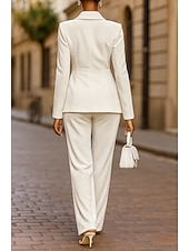 abordables Trajes de Mujer-Mujer Trajes de 2 piezas Trajes de pantalón Formal Invitado a la boda Satén Crepé elástico Elegante Vintage Sencillo Manga Larga Hasta el Suelo Muesca Solapa de Pico Botonadura Simple