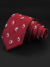 abordables Accessoires de Noël-Cravates de Noël pour hommes – en polyester avec des motifs festifs de bonhommes de neige, de père Noël et de sapins, parfaites pour les fêtes et célébrations de fin d&#039;année.