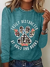 economico Maglietta Arte &amp; Design-Per donna Maglietta Stampato Floreale Grafico Lettera Vintage Moda Elegante Manica Corta Manica Lunga Girocollo Top Regolari Quotidiano Weekend Nero Bianco Rosa Verde Cachi Estate Primavera Autunno