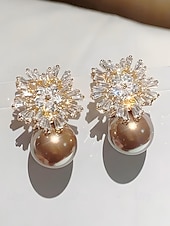 cheap Women's Earring-Women's Christmas Pearl and Crystal Snowflake Earrings, Alloy Material, Available in Red, White, and Multiple Colors – Perfect Holiday Gift