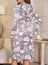 tanie Dzień Zakochanych Sen &amp; Lounge-Damskie Szata Codzienny Wygoda Serce Panterka Wiązanie Dom Codzienny Długi rękaw W serek Niebieski Biały Rumiany róż Brązowy Szary Wiosna Jesień Zima Regularny