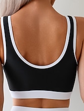 abordables Tankinis-Tankini femme 2 pièces maillot de bain culottes colorblock contrôle du ventre taille haute slim sans dos vêtements de plage de vacances rayé en U sans manches