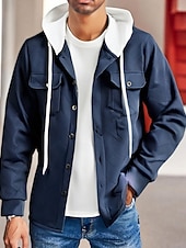 abordables Vestes Décontractées-Homme Veste Légère Veste Décontractée Veste à Capuche Extérieur Occasionnel Avec Poches Automne Hiver Bloc de Couleur Streetwear Quotidien À capuche Régulier Noir Blanche bleu marine Kaki Grise Veste