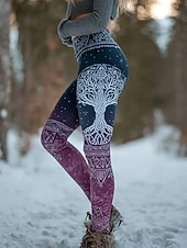 levne Viking tisk-Legíny Viking Boho pro ženy vintage etnický styl plná délka vysoký pas grafika abstraktní 3D tisk rychlé schnutí prodyšné měkké elastické formální dovolená růžové léto jaro podzim zima regular fit