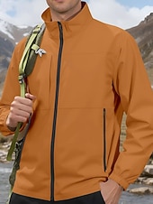 abordables chaqueta deportiva-Hombre Chaqueta al aire libre Chaqueta para senderismo Vacaciones Diario Resistente al Viento Mantiene abrigado Bolsillo Otoño Invierno Plano Moda Clásico Escote Chino Regular Amarillo Claro Negro