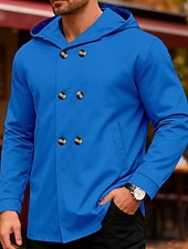 economico Giubbotti e cappotti da uomo-Per uomo Giacca Leggera Giacca Casual Giacca con Cappuccio All'aperto Quotidiano Doppiopetto Primavera Autunno Semplice Streetwear Quotidiano Con Cappuccio Regolare Blu Nero Verde chiaro Rosso Cachi
