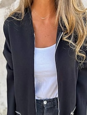 preiswerte Kapuzenjacke-Damen Wintermantel Kapuzenjacke Warm Bequem Reißverschluss Tasche Lässig Einfach Outdoor Urlaub Heim Alltagskleidung Lang Mit Kapuze Normale Passform Langarm Oberbekleidung Schwarz Rote Kamel Herbst