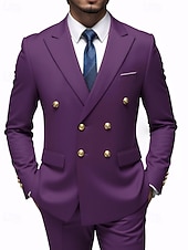 billige Herre Klassiske Blazere-Herre Blazer + kjolebukser Blazer drakter Virksomhet Cocktailfest Bryllupsfest 2 deler Mote Fritid Vår Høst Polyester عادي Lomme Knapper Bekvem Dobbeltkneppet Blazer Blå Mørkegrå Svart Hvit