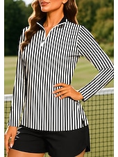 economico Camicia Donna-Per donna Geometrico A Pois A righe Top Maglietta Maglietta sportiva Polo da golf Manica Lunga Pois Righe Stampato UPF50+ Resistente ai Raggi UV Protezione UV Elastico Traspirante Pilates Pallavolo