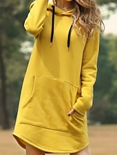 preiswerte Sweatshirt- und Hoodie-Kleider-Damen Minikleid Kapuzenkleid Freizeitkleid Mode Modern Täglich Büro Urlaub Lässiger Schnitt Einfach Langarm Mit Kapuze Schwarz Gelb Rote Purpur Frühling Herbst Winter