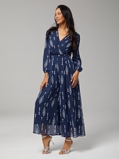 economico tute formali-tuta da donna in chiffon verde stampato, gamba larga, scollo a V, cintura in vita, elegante, distinguersi, destinazione, ospite di matrimonio, quotidiano, vacanza, casual, primavera estate autunno