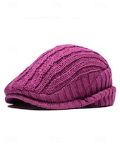 baratos Chapéus Masculinos-Gorro de tricô masculino – forrado com lã para maior aquecimento, diversas cores, design elegante em tricô trançado para atividades ao ar livre no inverno.