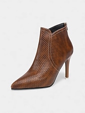 olcso Bokacsizma-női fekete, krokodilmintás, magas sarkú bokacsizma – sikkes, hegyes orrú, letisztult dizájn esti rendezvényekre, partikra és irodai kiruccanásokra