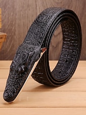 levne Pánské opasky-Pánský opasek z pravé kůže s krokodýlí texturou, více barev, stylový a odolný pro běžné i formální příležitosti