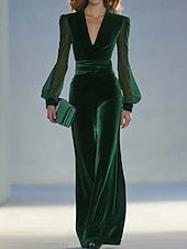 preiswerte Rompers-Damen Onesie Mode Sexy Einfarbig Patchwork Netz Urlaub Straße Date Langarm V Ausschnitt Blau Grün Frühling Herbst Winter Schmale Passform