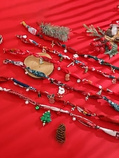 tanie Naszyjnik damski-Naszyjnik świąteczny dla kobiet, wykonany ze stopu metali, tkaniny i akrylu, z motywem renifera, Świętego Mikołaja i choinki, idealny na przyjęcia świąteczne