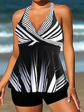 economico Tankini-Per donna Costumi da bagno Due pezzi Shorts Costume da bagno Senza schiena Vacanza Abbigliamento da Spiaggia Floreale Grafico Scollo a V Senza Maniche Costumi da bagno