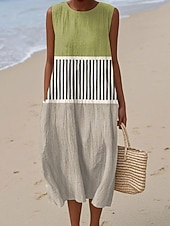 economico Abiti a Strisce e Geometrici-Per donna Abito Midi Abito a Tubino Vestito Estivo Abito a trapezio Vacanza Casual Boho Spiaggia Uscire Vestibilità comoda Grafico Geometrico Senza Maniche Girocollo Grigio verde Nero Rosa Cachi