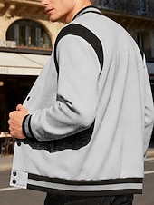 preiswerte Sportjacke-Herren Leichte Jacke Freizeitjacke Collegejacke Outdoor Urlaub Patchwork Tasche Frühling Herbst Farbblock Streetwear Stilvoll Stehkragen Regulär Dunkelgrau Schwarz Wein Marineblau Khaki Jacken