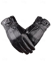 halpa Miesten käsineet-Miesten lampaannahkakäsineet - vedenpitävät, fleecevuoratut lämpimänä, tyylikkäät ja käytännölliset talviulkona käytettäväksi