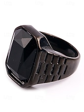 abordables Joyas para hombres-Anillo de titanio para hombre con gema grande de color – disponible en varios colores, diseño elegante para ocasiones informales y formales