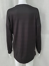 preiswerte Einfache Kapuzenpullover-Damen Bluse Patchwork Einfach Vintage Stilvoll Langarm Rundhalsausschnitt Normale Oberteile Täglich Ferien Ausgehen Schwarz Grün Dunkelgray Herbst Winter