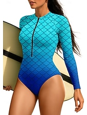 cheap One Pieces Rash Guards-Women's Rash Guard Floral UPF50+ Quick Dry Lightweight Long Sleeve Bodysuit Swim Shirt Surfing Canoeing Beach Summer