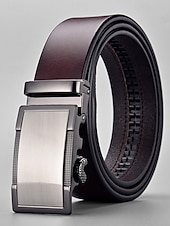 abordables Ceintures pour hommes-Ceinture en cuir pour homme, idéale pour Noël : cuir véritable de qualité supérieure, boucle carrée élégante, ajustable, accessoire de mode festif pour les occasions décontractées ou habillées.