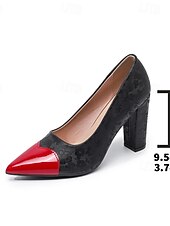 お買い得  女性のクリスマスシューズ-レディースの赤と白のブロックヒールパンプス - クリスマスパーティーやホリデーシーズンにぴったりの、華やかなポインテッドトゥのハイヒール